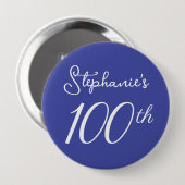 Elegant Lavendel Monogram 100e verjaardag Ronde Button 4,0 Cm (Voorkant /achterkant)