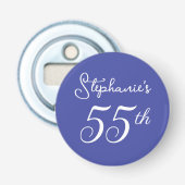 Elegant Lavendel Monogram 55e Verjaardagsfeestje Button Flesopener (Voorkant)