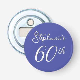 Elegant Lavendel Monogram 60e Verjaardagsfeest Button Flesopener