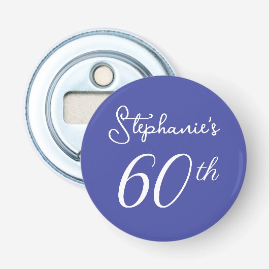 Elegant Lavendel Monogram 60e Verjaardagsfeest Button Flesopener (Voorkant)
