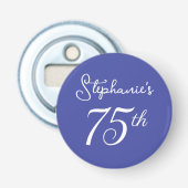 Elegant Lavendel Monogram 75e Verjaardagsfeestje Button Flesopener (Voorkant)