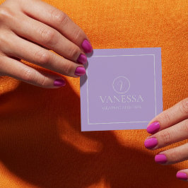 Elegant Lavendel Monogram Aangepast Vierkante Visitekaartje