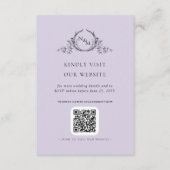 Elegant Lavendel Monogram QR Code/RSVP Online Informatiekaartje (Voorkant)