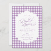 Elegant Lavendel Paarse Gingham Vrijgezellenfeest Kaart (Voorkant)