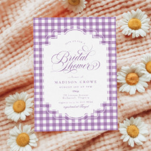 Elegant Lavendel Paarse Gingham Vrijgezellenfeest Kaart