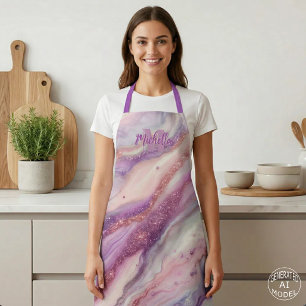 Elegant Lavendel Paarse Marmer Agaat Roze Goud Schort