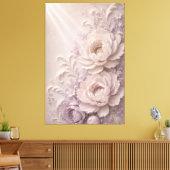 Elegant Lavendel Reliëf Roos Patroon Canvas Afdruk (Insitu (Woonkamer))