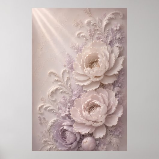 Elegant Lavendel Reliëf Roos Patroon Poster (Voorkant)