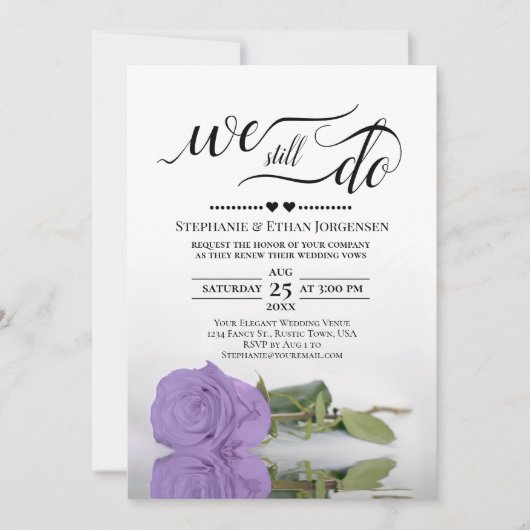 Elegant lavendel Roos we doen nog steeds gelofte v Kaart (Voorkant)