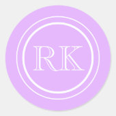Elegant Lavendel Schrift Professionele Monogram Ronde Sticker (Voorkant)