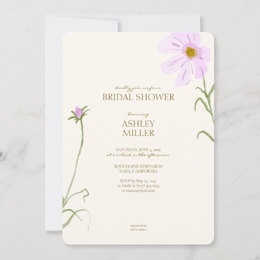 Elegant Lavendel Spring Wildflower Vrijgezellenfee Kaart (Voorkant)