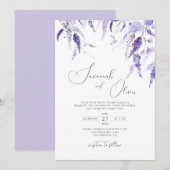 Elegant Lavendel Stof Paars Bloemig Lila Trouwen Kaart (Voorkant / Achterkant)