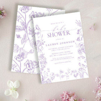 Elegant Lavendel Victoriaans Floral Baby shower Kaart