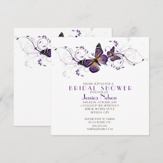 Elegant Lavendel Vlinder Swirls Vrijgezellenfeest Kaart (Voorkant / Achterkant)