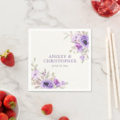 Elegant Lavendel Waterverf Bloemen Boeket Bruiloft Servet (Insitu)