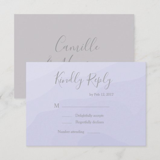 Elegant lavendel waterverf bruiloft RSVP Kaart (Voorkant / Achterkant)