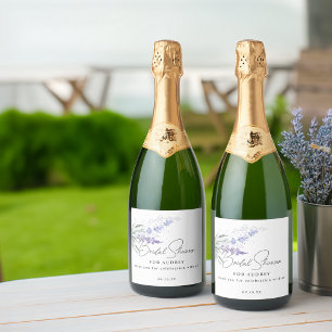 Elegant Lavendel Waterverf Bruiloftsfeest Favor Sparkling Wijnetiket