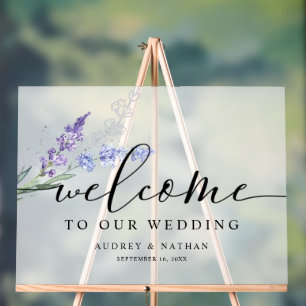 Elegant Lavendel Waterverf Welkom Bruiloft Acryl Bord