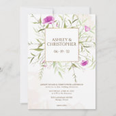 Elegant Lavendel Wildflower Lijst Bruiloft Kaart (Voorkant)