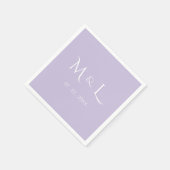 Elegant Lavendel Witte Monogram & Datum Trouw  Servet (Hoek)