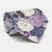 Elegant Lavendelblauw Modern Bloemmotief Stropdas (Opgerold)