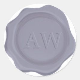 Elegant Lavendelblauw Monogram Trouw Waszegel Ronde Sticker