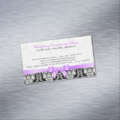 Elegant lavendellint zwart & wit damast visitekaartje magneet (Voorbeeld)