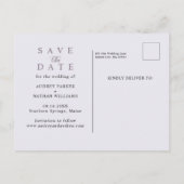 Elegant Lavender 3 Foto's sparen de Datum Aankondigingskaart (Achterkant)