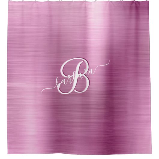 Elegant lavender 3 kleurenmonogram met naam douchegordijn (Voorkant)