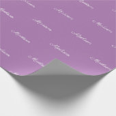 Elegant lavender aangepaste script naam tekstverja cadeaupapier (Hoek)
