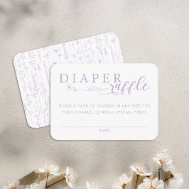Elegant Lavender Baby Shower Diaper Raffle Informatiekaartje