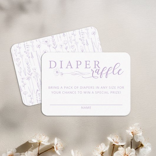Elegant Lavender Baby Shower Diaper Raffle Informatiekaartje