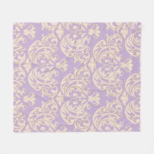 Elegant Lavender Baroque Damask Fleece Blanket (Voorkant (Horizontaal))