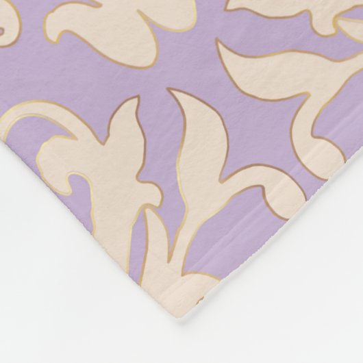 Elegant Lavender Baroque Damask Fleece Blanket Deken (Hoek)