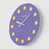 Elegant Lavender Blue & Flowers Wall Clock Grote Klok (Hoek)