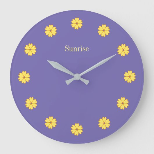 Elegant Lavender Blue & Flowers Wall Clock Grote Klok (Voorkant)