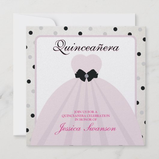 Elegant Lavender Blush en Black Quinceanera Kaart (Voorkant)