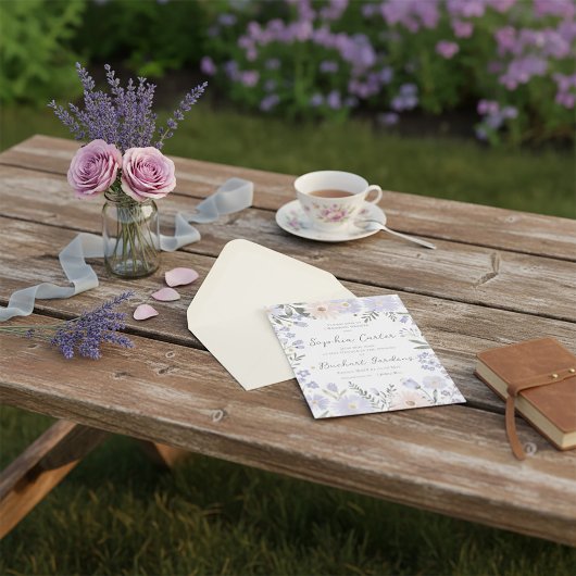 Elegant Lavender Blush Floral Wedding Shower  Kaart