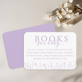 Elegant Lavender Books for Baby Card Informatiekaartje