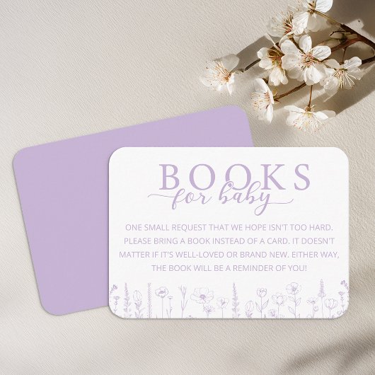 Elegant Lavender Books for Baby Card Informatiekaartje