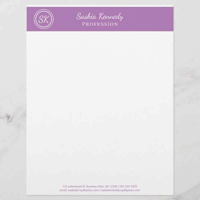 Elegant Lavender Business Professional Briefhoofd (Voorkant)