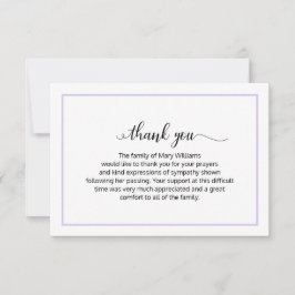 Elegant Lavender Calligraphy Funeral Bedankt