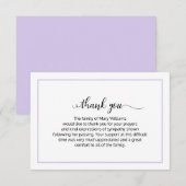 Elegant Lavender Calligraphy Funeral Bedankt (Voorkant / Achterkant)