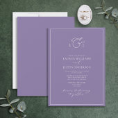 Elegant Lavender Calligraphy Monogram Wedding Kaart