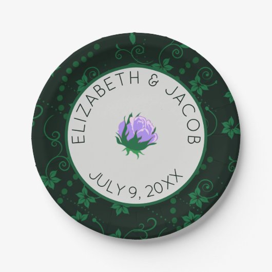Elegant Lavender Camellia Wedding Papieren Bordje (Voorkant)
