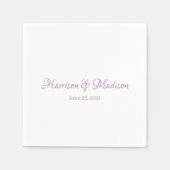 Elegant lavender Custom Script Names Date Weddensc Servet (Voorkant)