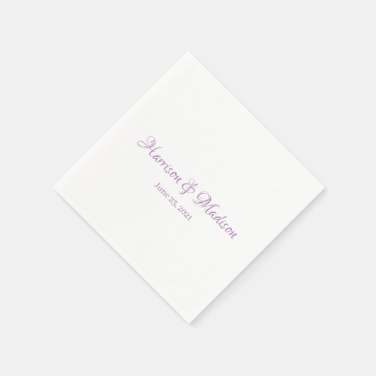 Elegant lavender Custom Script Names Date Weddensc Servet (Hoek)