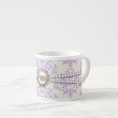 Elegant Lavender Damask met Pearls Espresso Mok (Voorkant rechts)