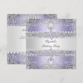 Elegant Lavender Diamonds Silver Floral Birthday Kaart (Voorkant / Achterkant)