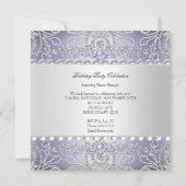 Elegant Lavender Diamonds Silver Floral Birthday Kaart (Achterkant)